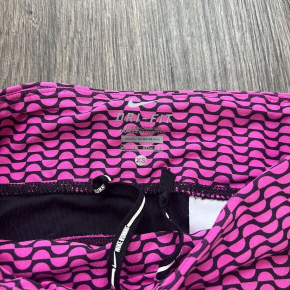 Nike Dri Fit Crop Athletic Leggings Geometric Pink Size XS Running Y2K - Picture 2 of 6